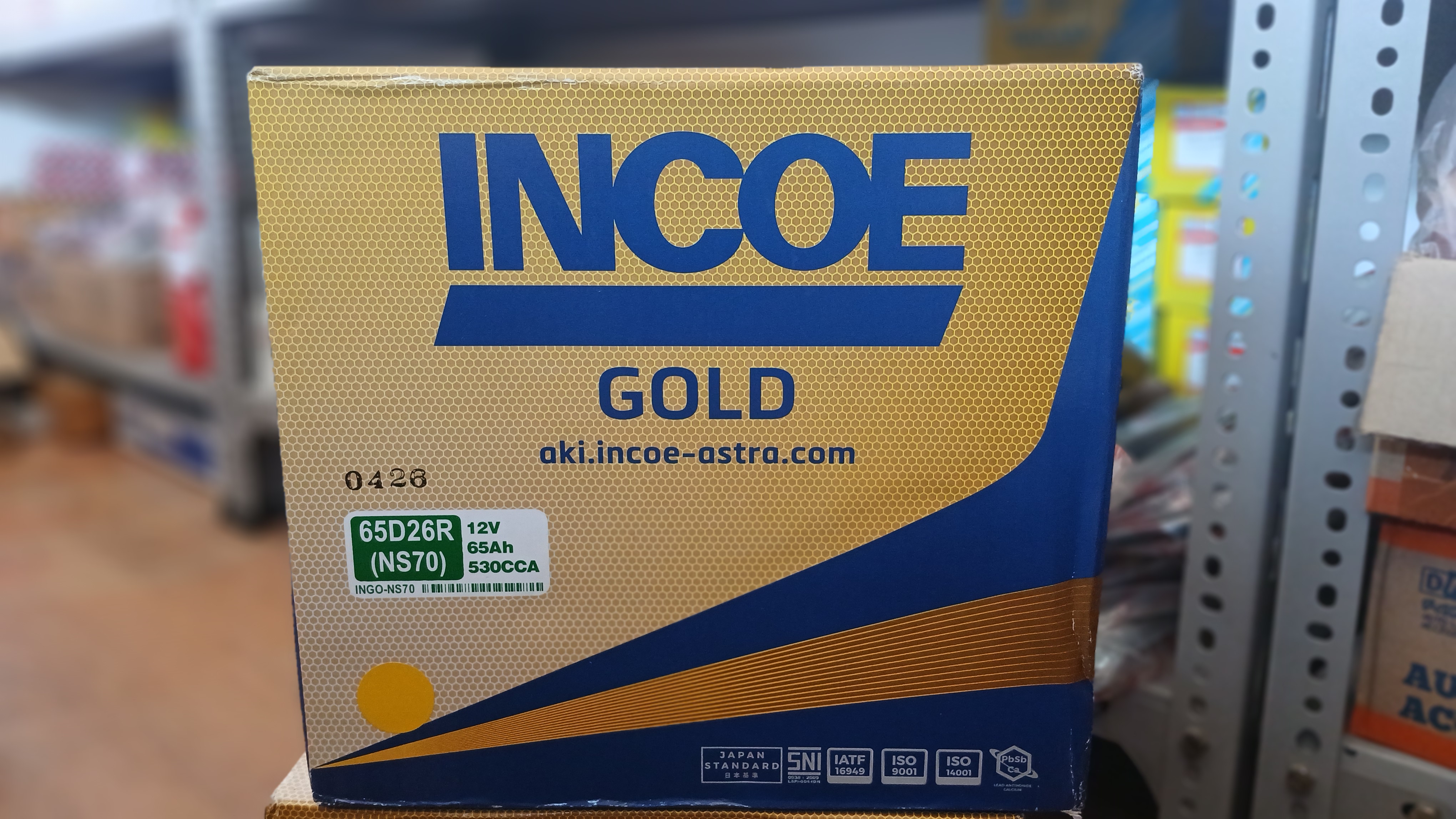 Accu NS70 Incoegold aki truk sparepart Kurnia Motor 60